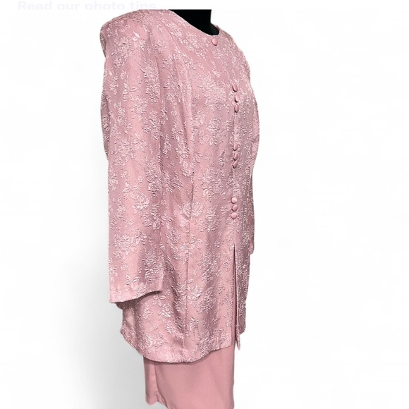 MERYL FASHIONS Ltd Pink Textured  Vintage Dress Suit 16WP. NWOT - Picture 2 of 8